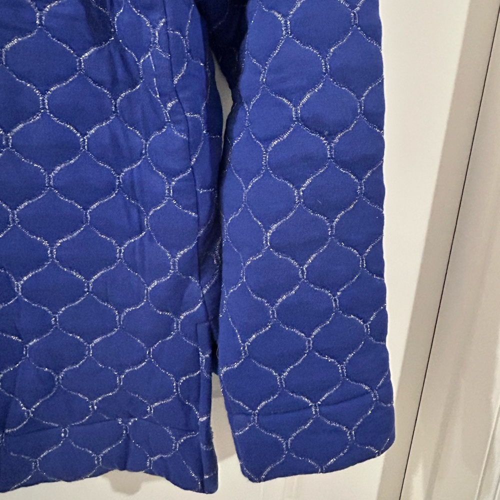 Talbots Metallic Asymmetrical Zip Quilted Pullover Blue Silver Size MP Petite - Picture 15 of 16